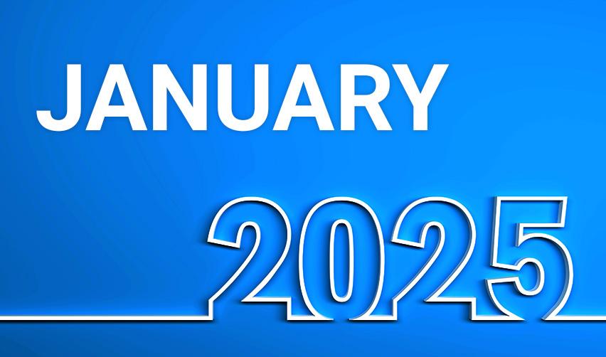 The words January 2025 on a blue background, referring to the USCIS visa bulletin.