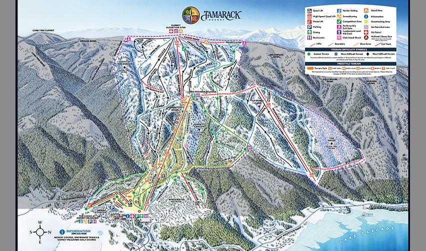 A map of a ski resort