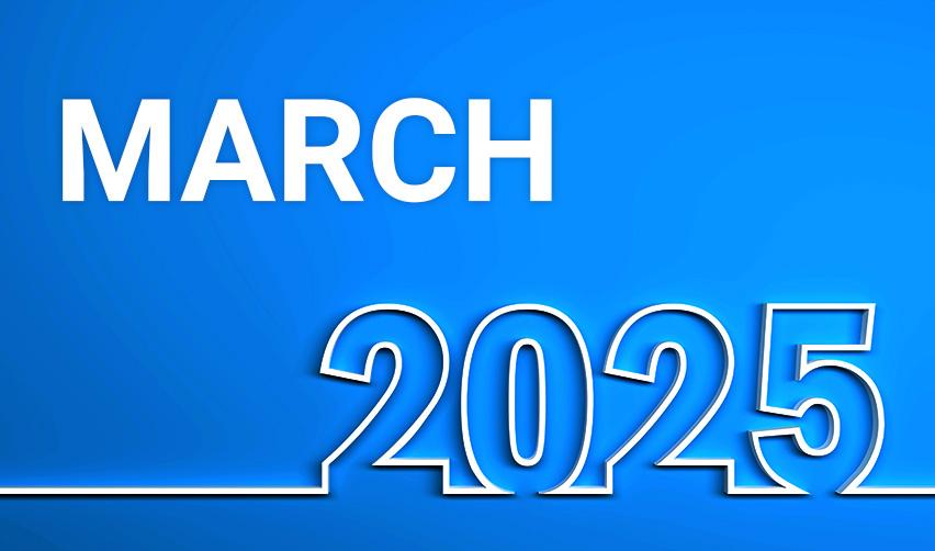 The words March 2025 on a blue background, referring to the USCIS visa bulletin for March 2025.