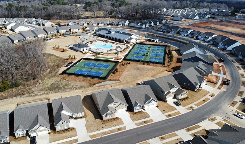 Aerial view of a neighborhood