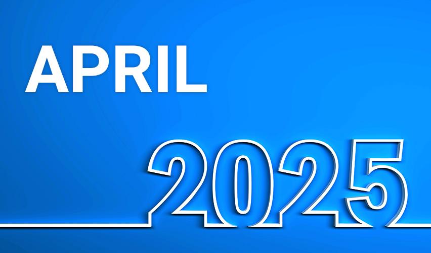 The words April 2025 on a blue background, referring to the USCIS visa bulletin for April 2025.