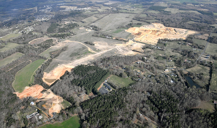 An aerial view of a land