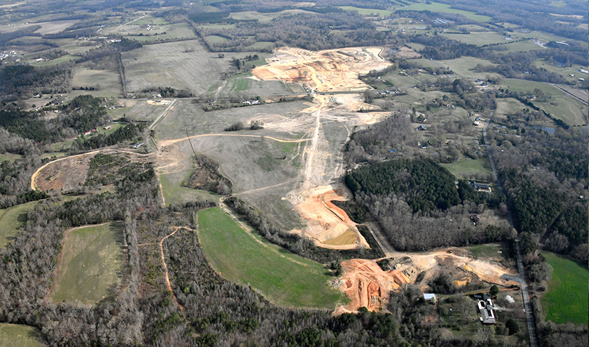 An aerial view of a land