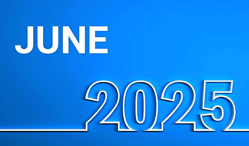 June 2025 graphic in bold white letters on a blue background, representing the June 2025 Visa Bulletin update by the State Department.