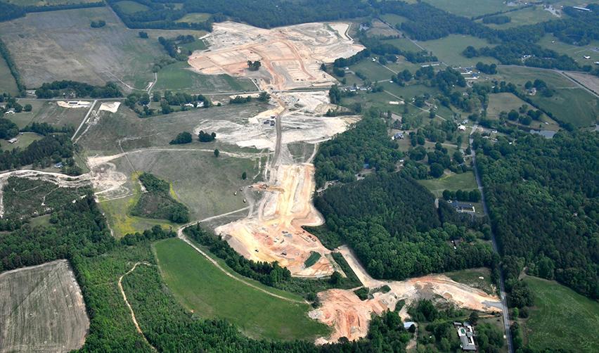 An aerial view of a land