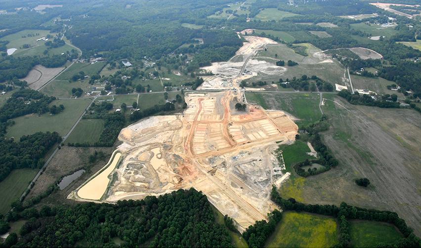 An aerial view of a construction site