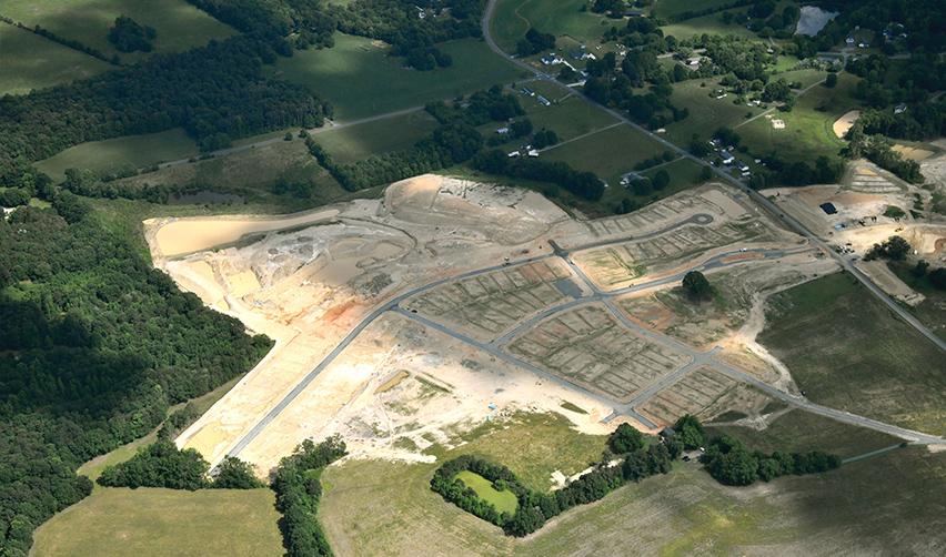 An aerial view of a land