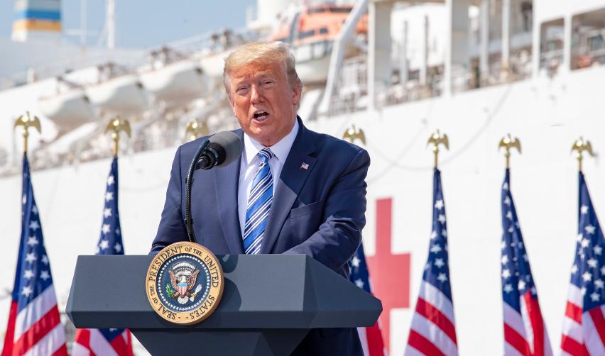 President Trump delivers remarks on immigration services during a press conference, proposing changes to investor visa programs like EB5 and introducing a gold card.