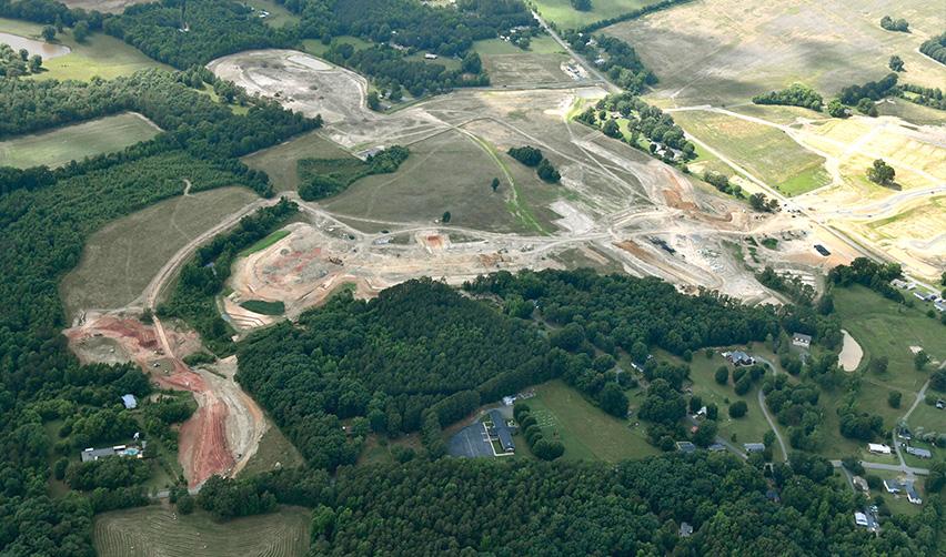 An aerial view of a land