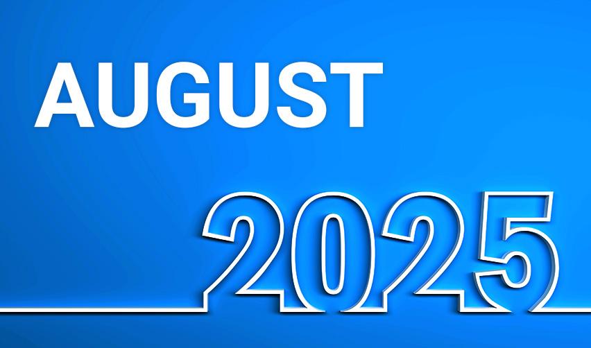 Bright blue graphic with bold text reading ‘August 2025,’ symbolizing the release of the August 2025 Visa Bulletin update.