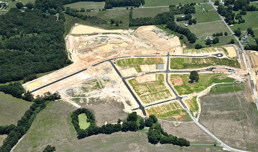 An aerial view of a land