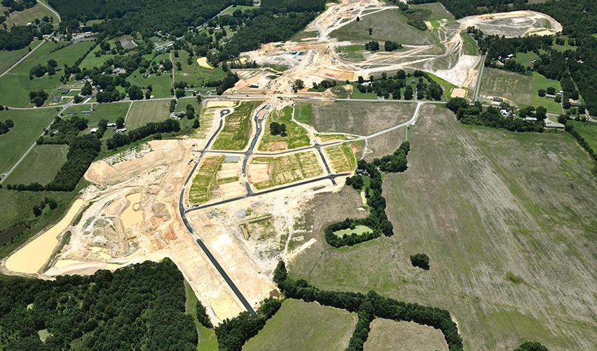 An aerial view of a land