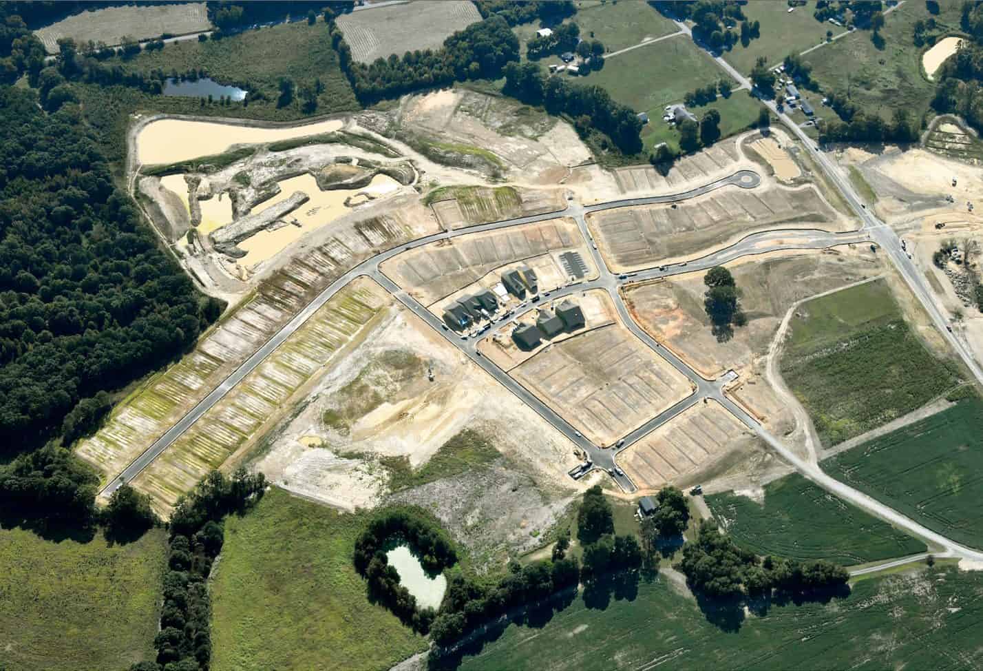 An aerial view of a land area