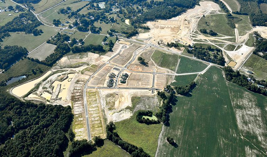 An aerial view of a land