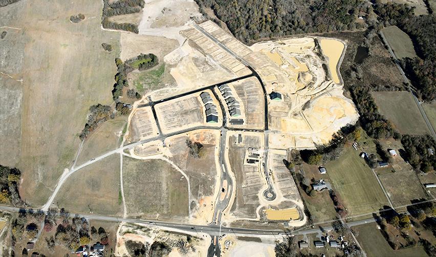 Aerial view of Rocky River december construction update, showing strong construction progress.