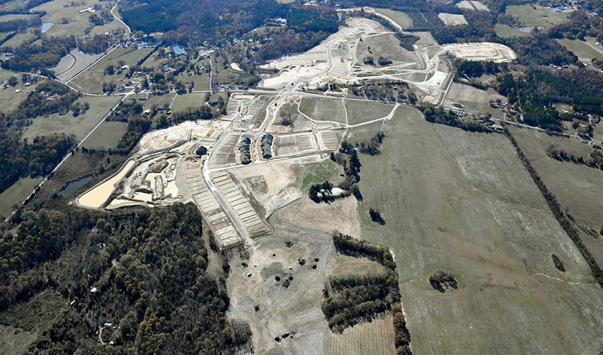 Aerial view of the Rocky River rural EB5 project by Kolter and EB5AN, showing strong construction progress.