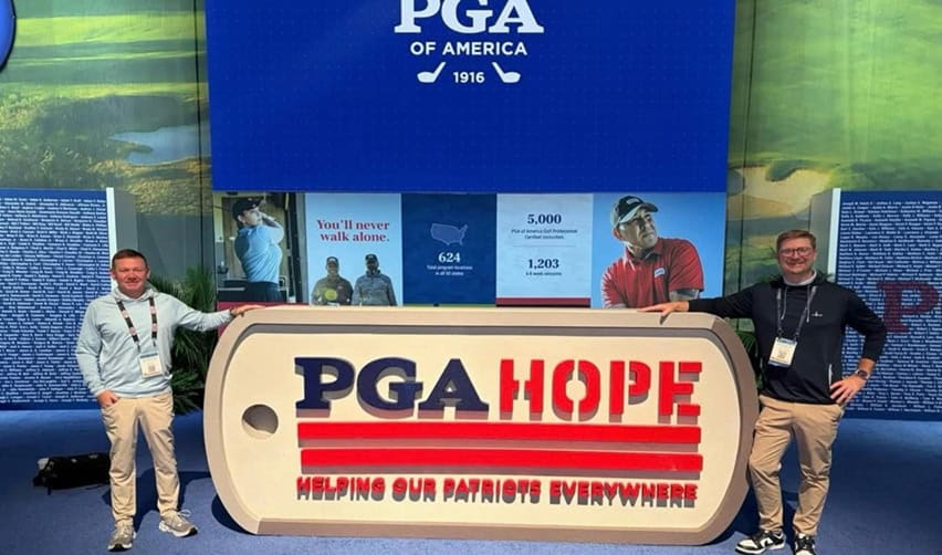 Bay Creek team representatives at the PGA HOPE exhibit during the PGA Show, reflecting professional involvement and commitment to enhancing the community golf experience.