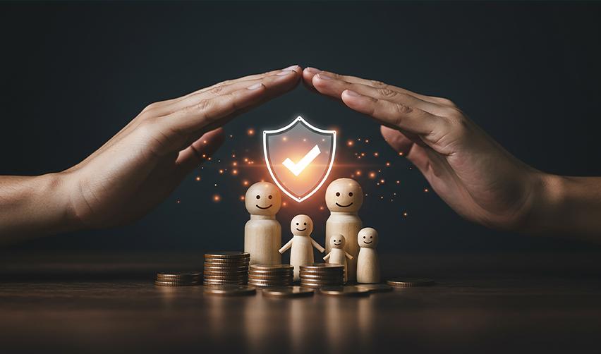 Hands forming a protective shield over a family figurine and stacked coins, symbolizing EB5 investor protection and the grandfathering provision before the 2026 deadline.